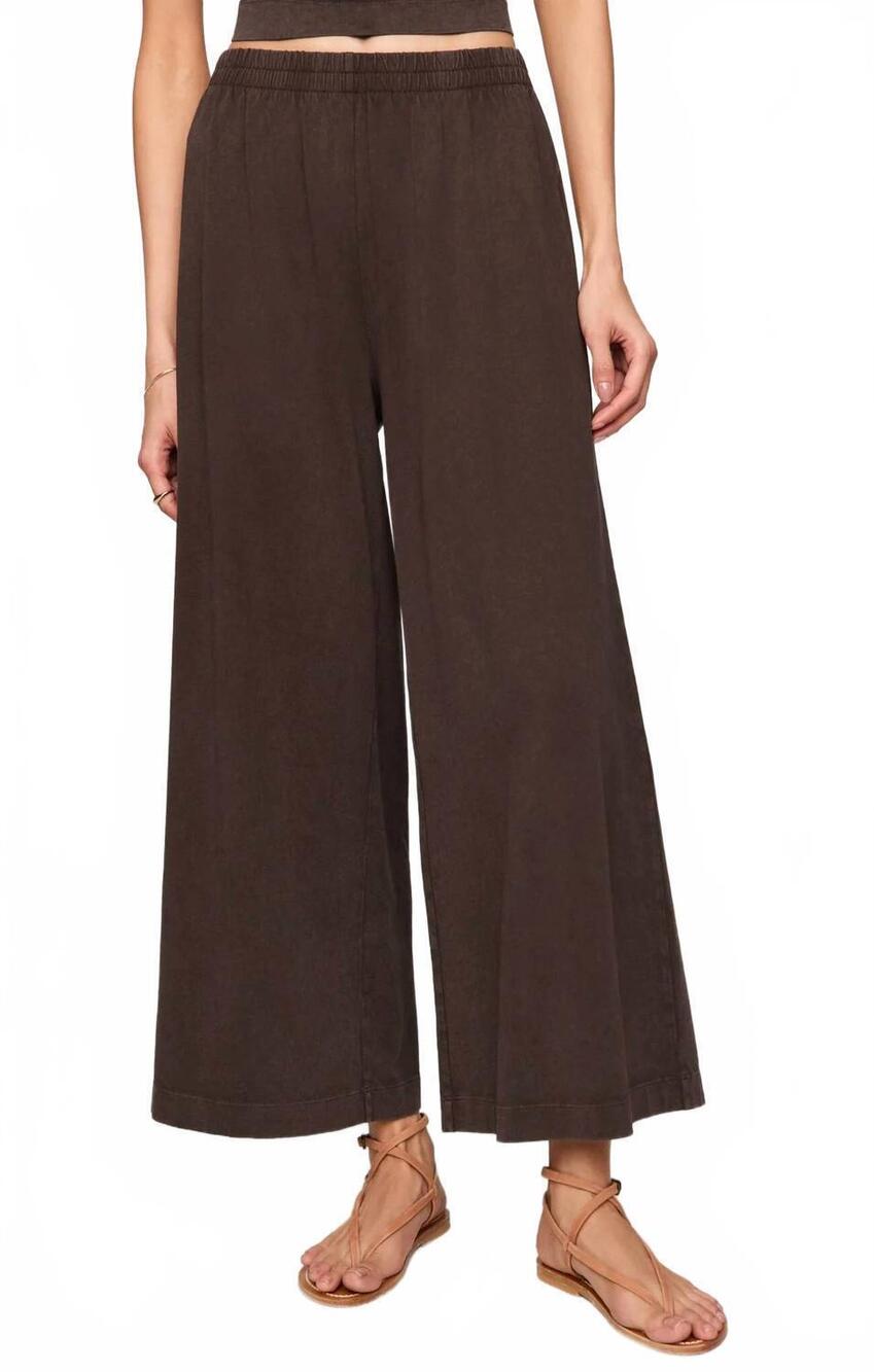NEW Z SUPPLY scout jersey crop wide flare pant in dark chocolate